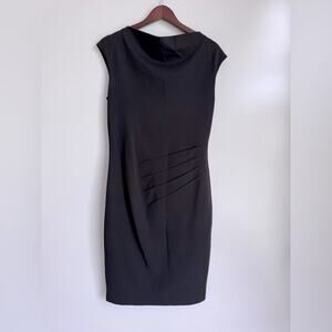 BODEN Women's Size 8 Sleeveless Sheath Gathered Ruched Side Dress Drape Neckline